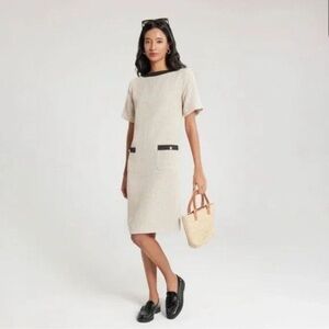 Elegant Cream Short Sleeve Dress